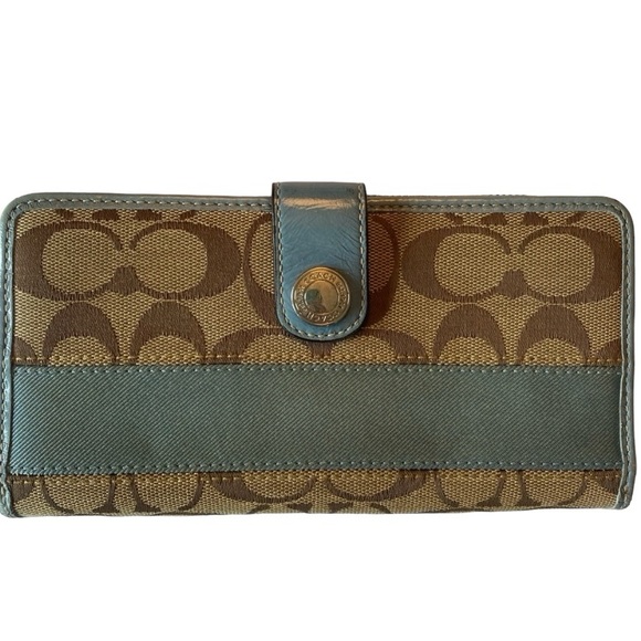 Coach Signature C Brown & Blue Canvas Bag AND Wallet - Picture 6 of 16